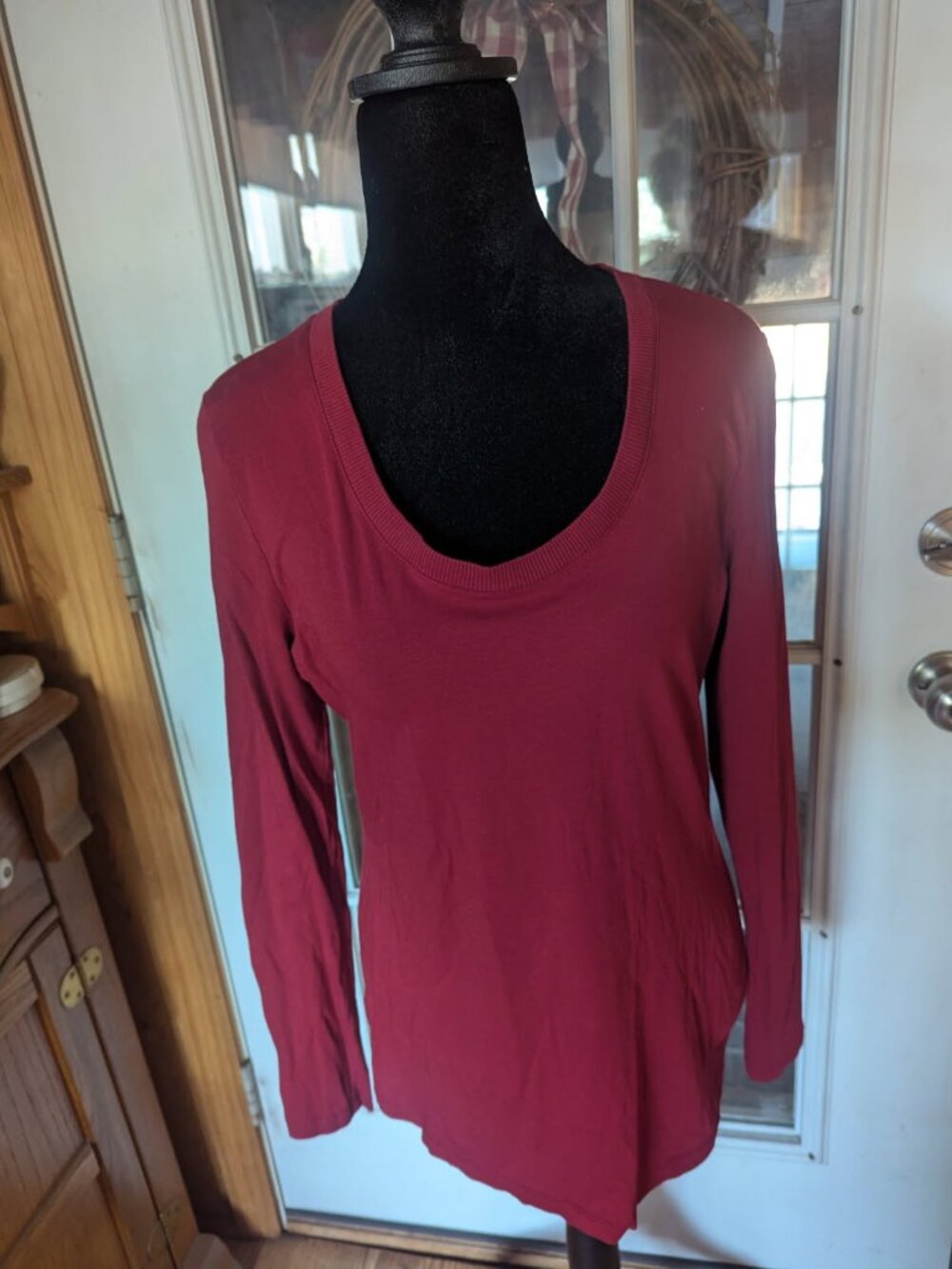 Top long sleeve cranberry red Loft size large